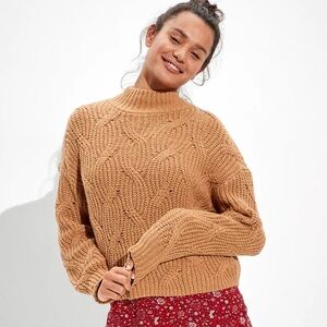 American Eagle Outfitters Cable Knit Mock Neck Sweater M